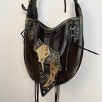 Francesco Biasia Suede Leather Patchwork Hobo Bag