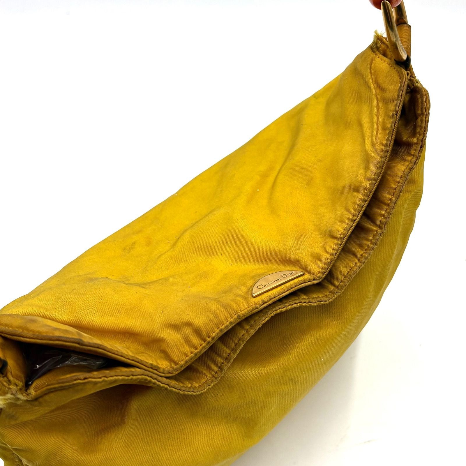 Vintage Christian Dior Yellow Nylon Shoulder Bag - Made in Italy