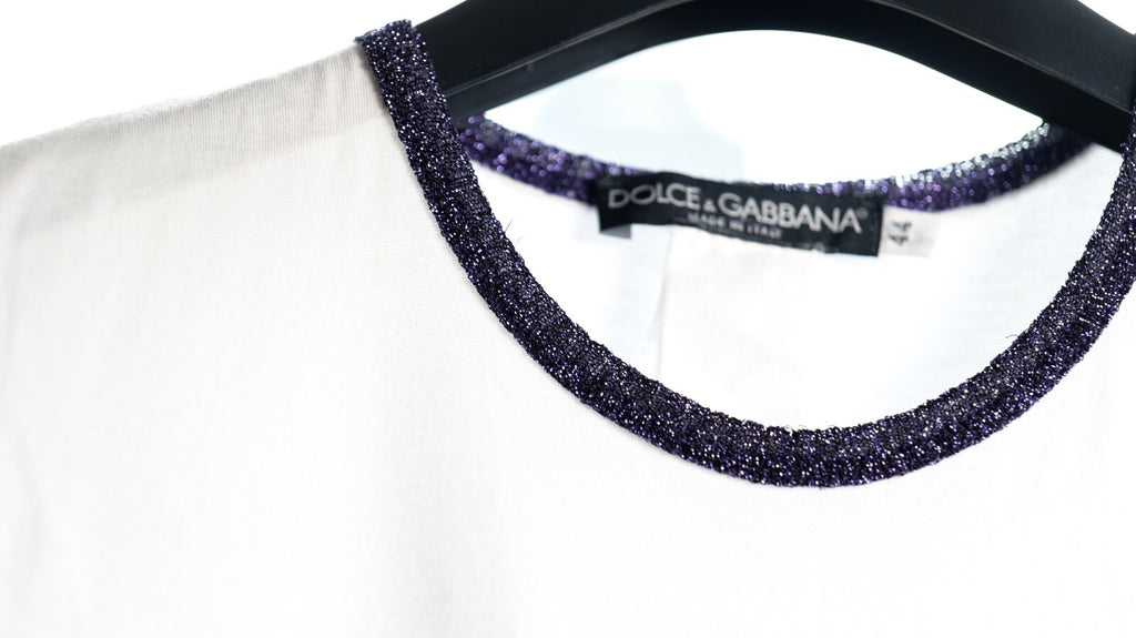 Dolce & Gabbana Vintage Purple Runway Pin Logo Outline Tank Top (S/S 2001 )