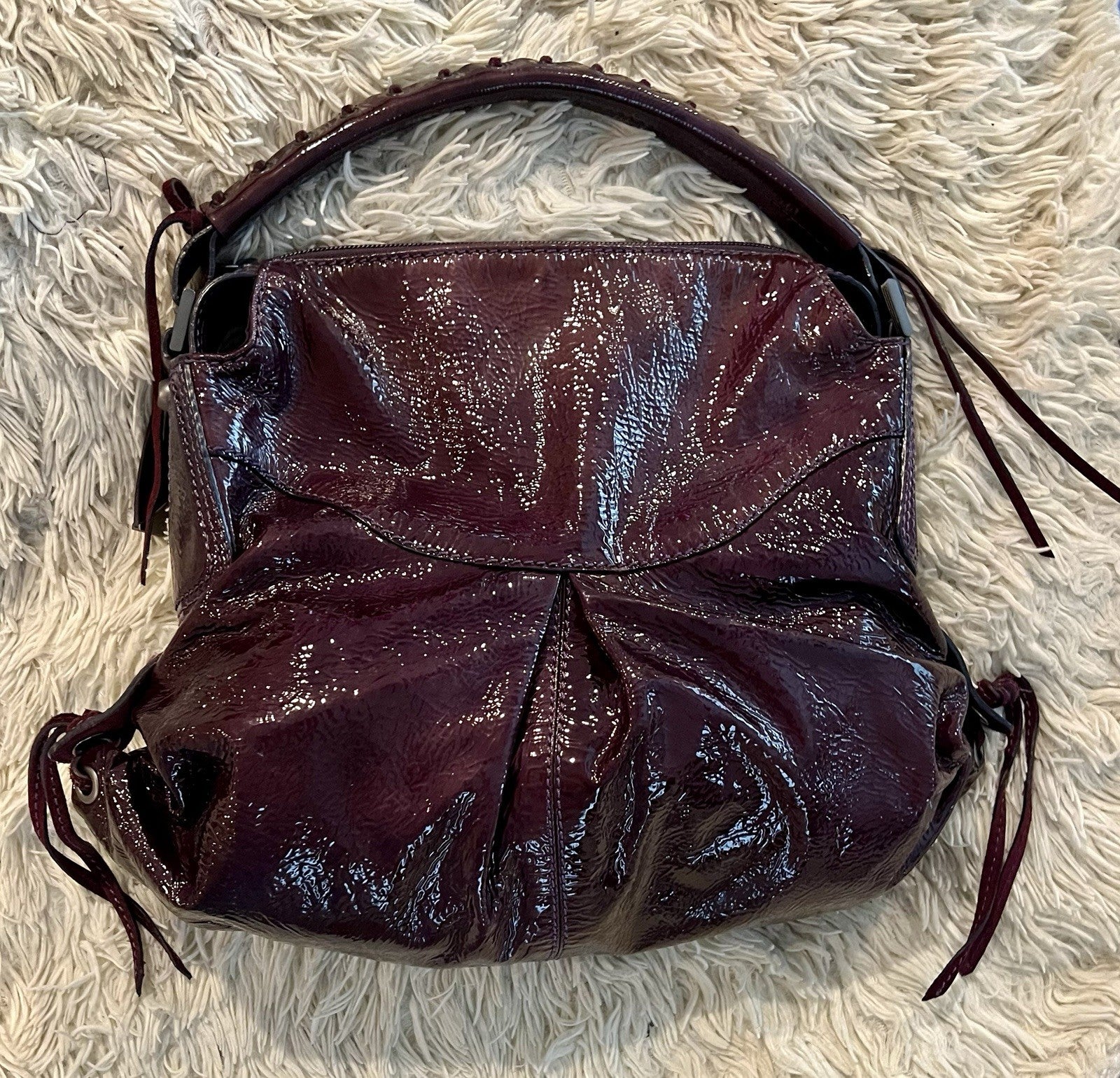 Francesco Biasia Purple Patent Leather Shoulder Bag