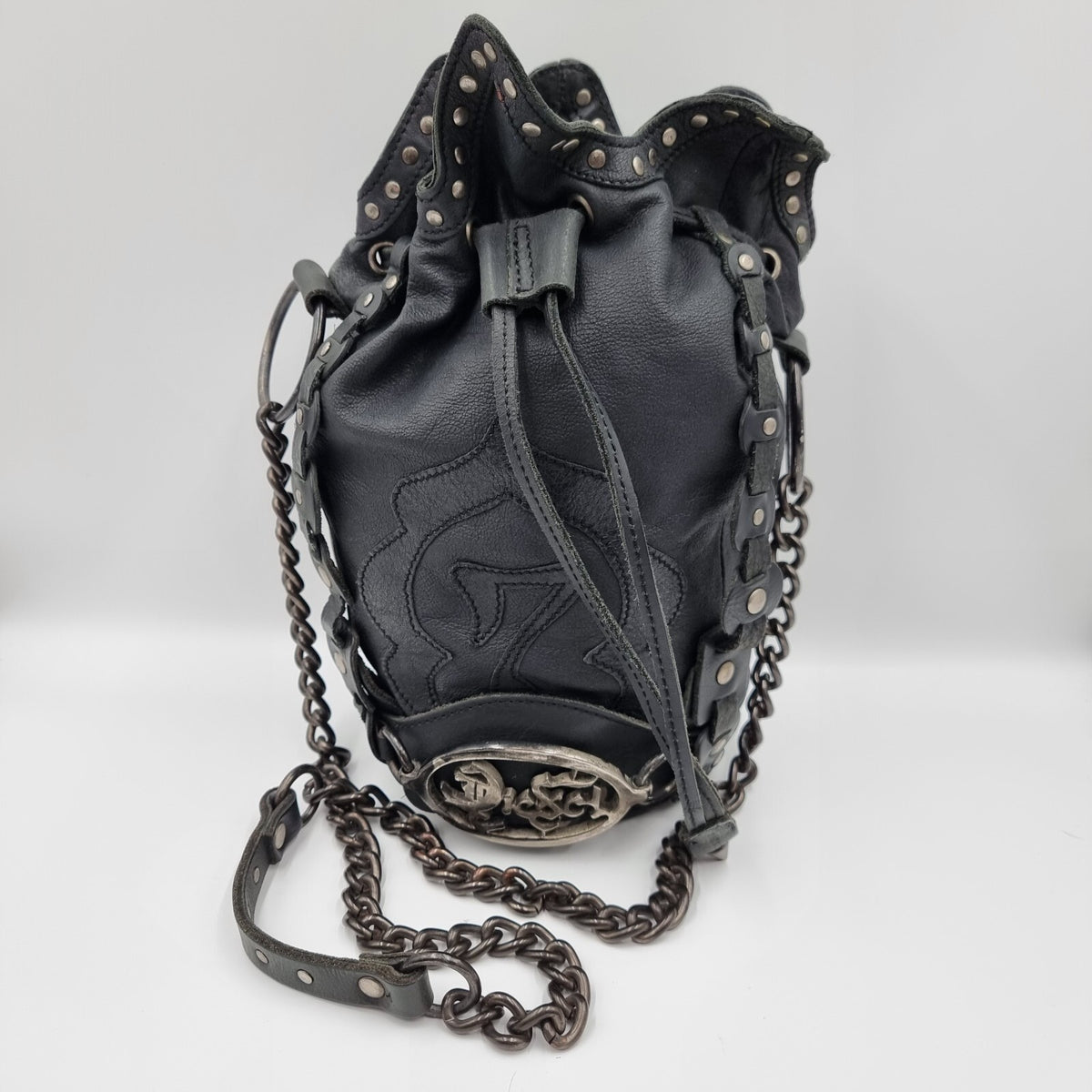 Diesel Vintage Black Leather Shoulder Bag