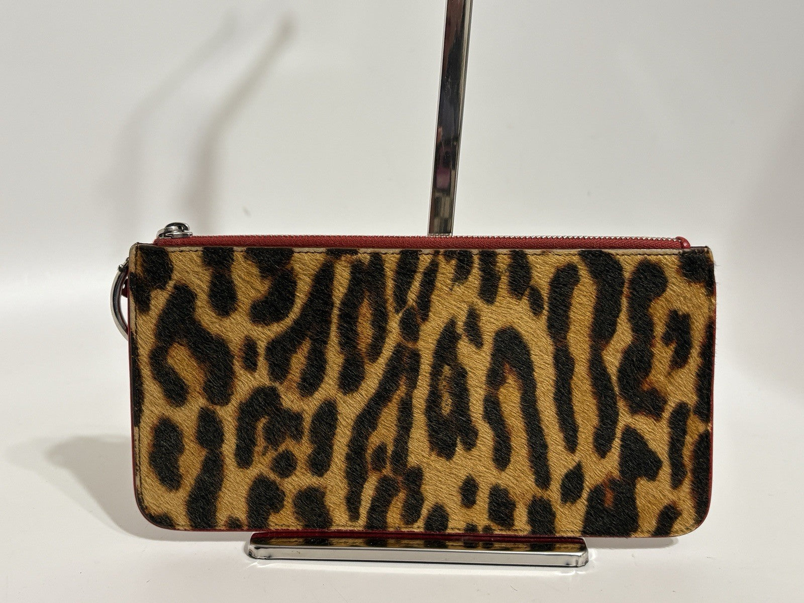 Vtg Christian Dior by John Galliano Leopard Print Pony Hair Clutch Bag