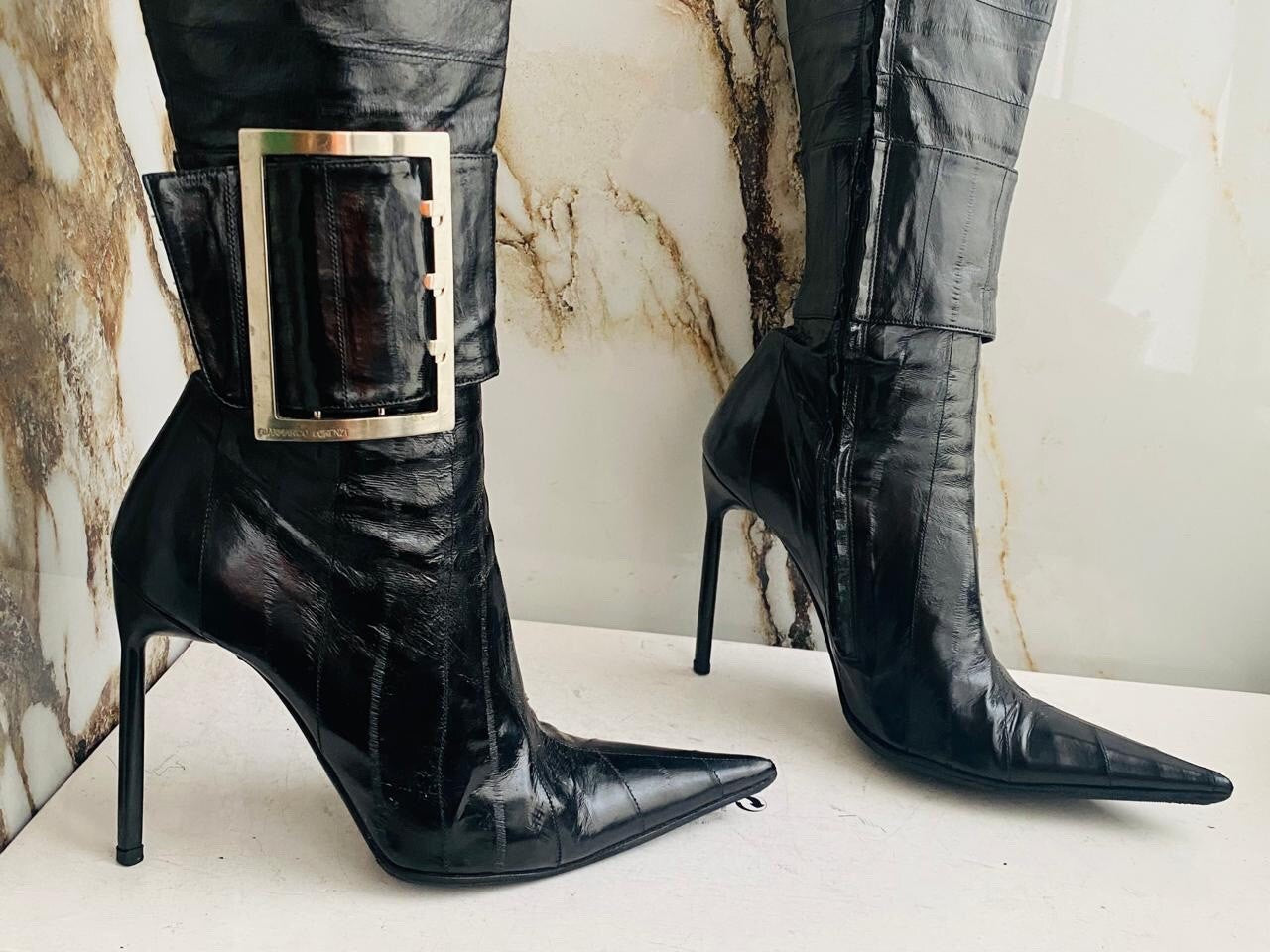 Gianmarco Lorenzi Women Boots  High Heels Eel leather Italian Boots Size 38