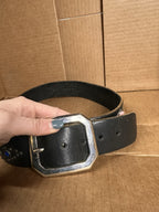 Jeff Gallea Leather Pony Hair Embellished Belt One Size Adult Leather VTG Boho