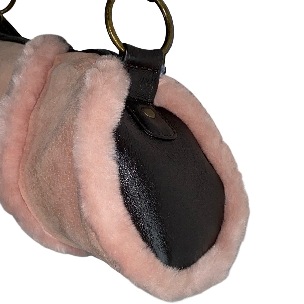 Wilson's Leather Y2K Pink Suede Shoulder Bag with Faux Fur Trim