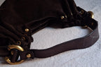 Francesco Biasia Brown Leather and Suede Medium Shoulder Bag with Tassels