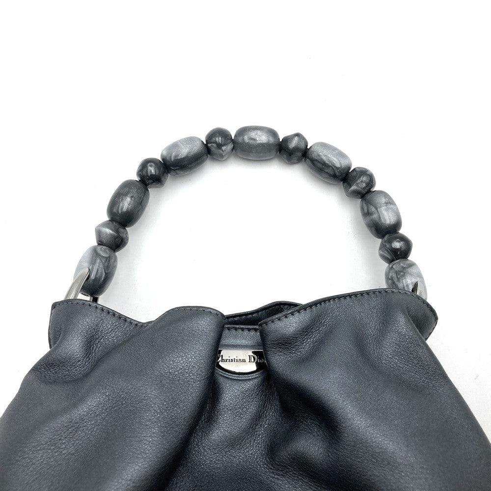 Dior Malice Pearl Hand Bag Gray Leather Vintage Authentic 154036