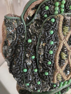 Jamin Puech Paris Beaded Sequin Leather Shoulder Bag Green