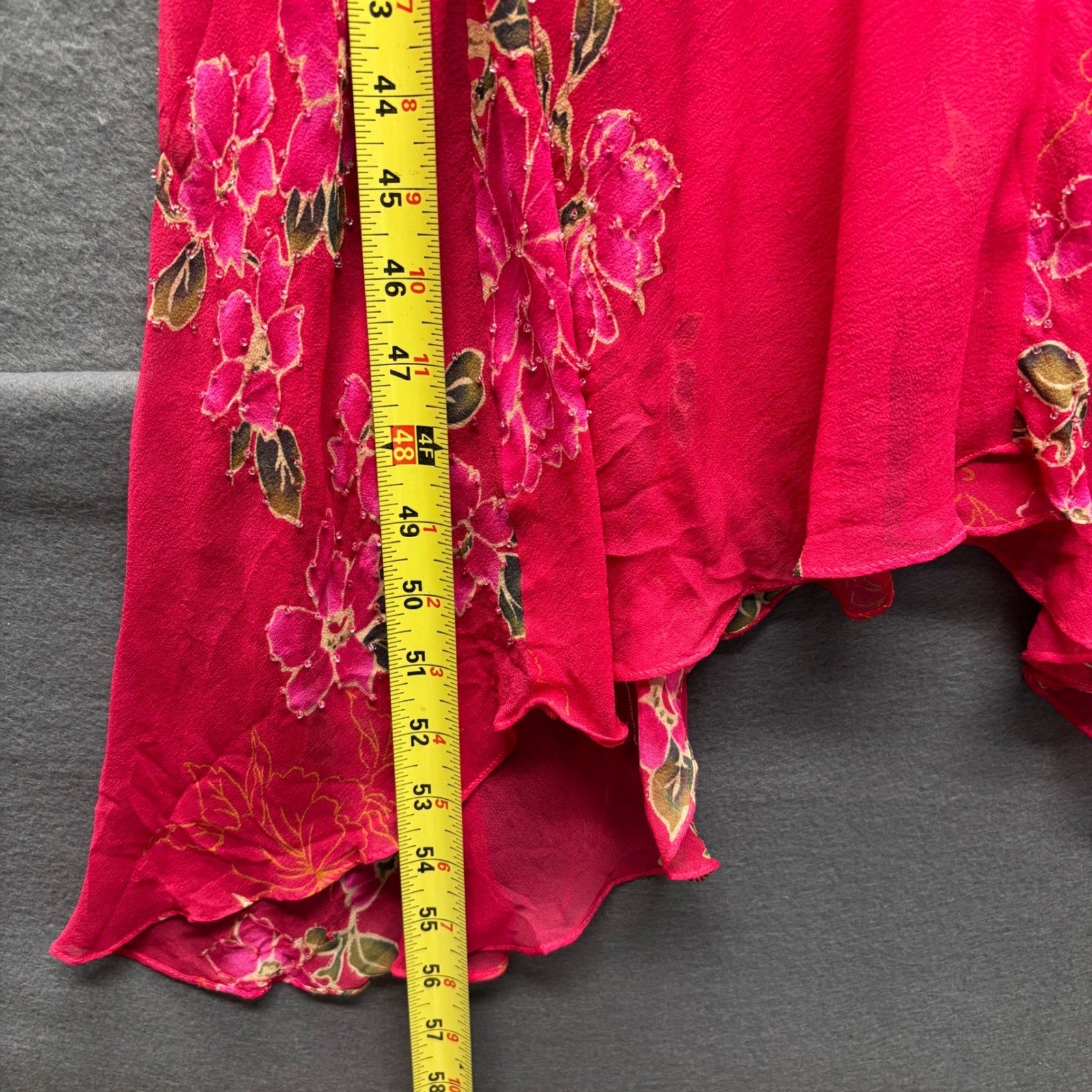 Vintage Pink Floral Beaded Cowl Neck Maxi Dress