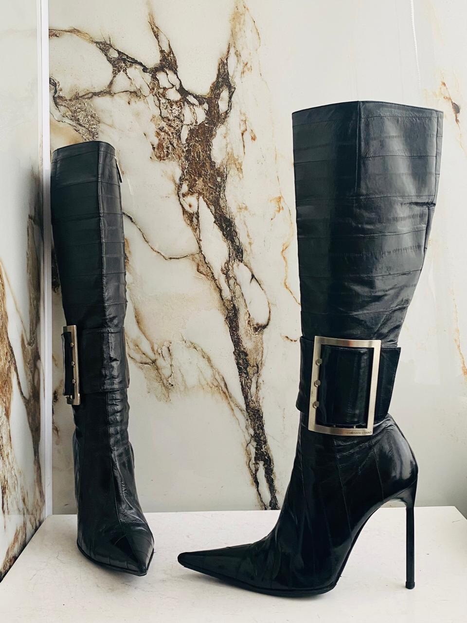 Gianmarco Lorenzi Women Boots  High Heels Eel leather Italian Boots Size 38