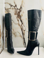 Gianmarco Lorenzi Women Boots  High Heels Eel leather Italian Boots Size 38