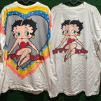 Vintage 1993 Betty Boop Big Heart Double Sided Mega Graphic T-Shirt sz OSFM*
