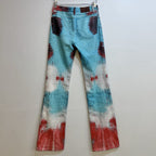 VTG ROBERTO CAVALLI SHIMMER FISH SCALE PRINTED BOOTCUT JEANS