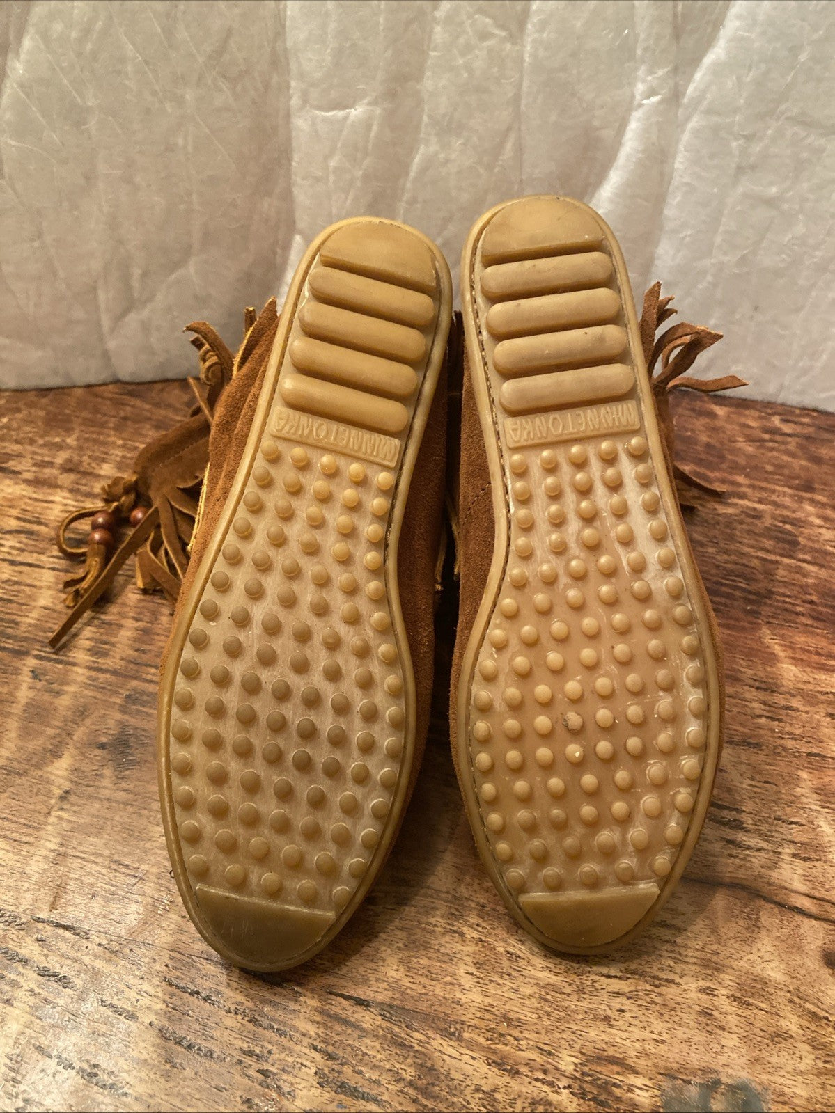 Minnetonka Mocassins Brown Suede Fringed Beaded Boots Sz 9 Woodstock Boho
