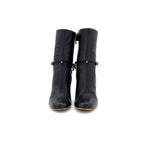 Vintage Gucci Horsebit Chain Harness Black Leather Ankle High Heeled Boots 39.5