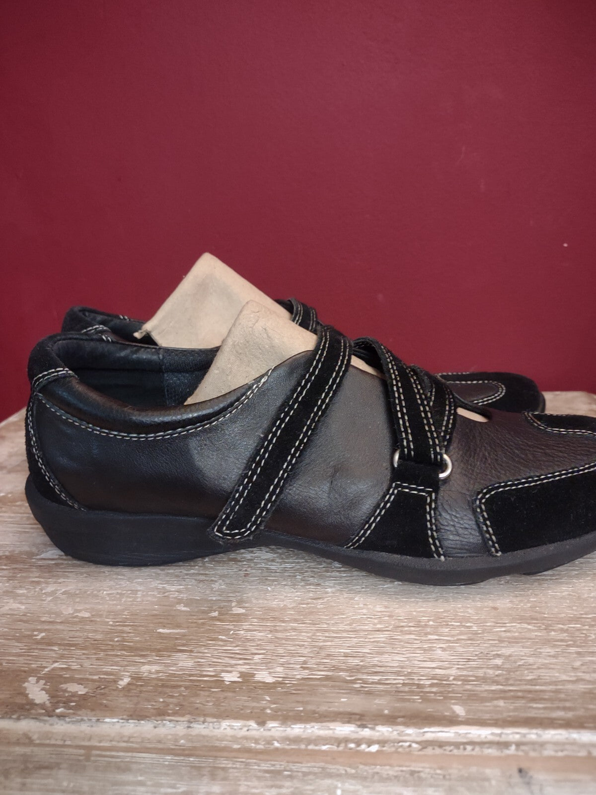 Liz Claiborne Black Leather Mary Jane Loafers Size 10