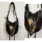 Francesco Biasia Suede Leather Patchwork Hobo Bag