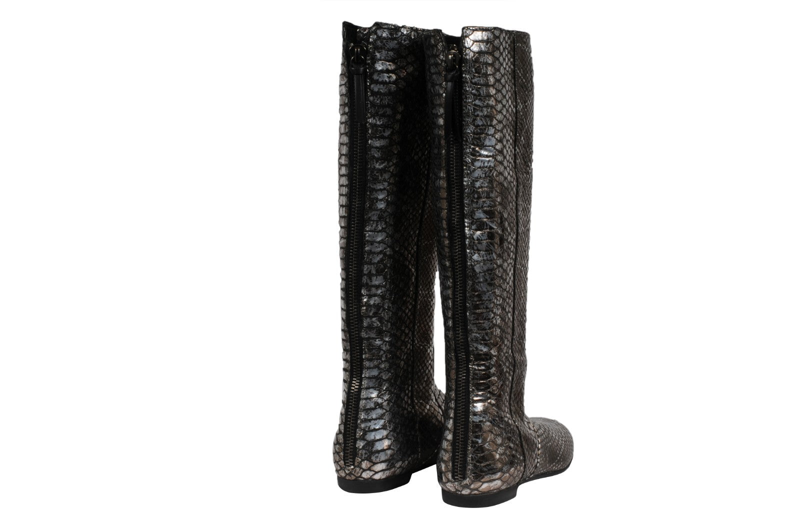 Giuseppe Zanotti Knee High Boots US6.5 EU36.5 SIlver Metallic Croc Embossed
