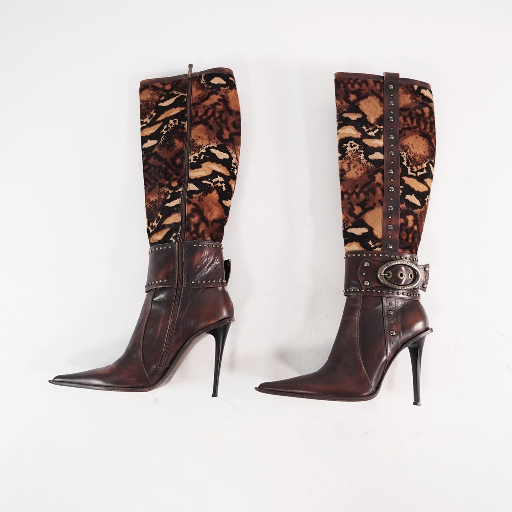Gianmarco Lorenzi IT39 EU39,5 US9 pointed toe high heels western leather boots
