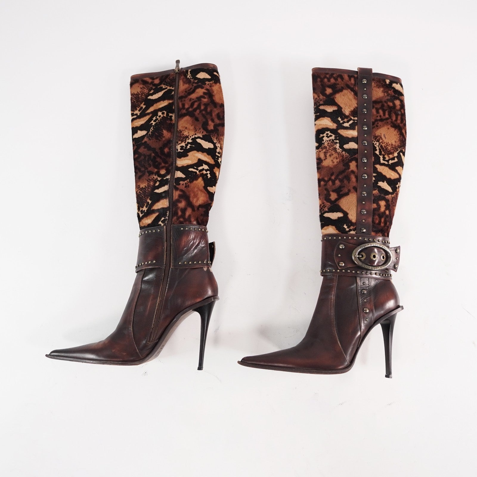 Gianmarco Lorenzi IT39 EU39,5 US9 pointed toe high heels western leather boots