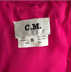 C.M. Vintage Y2K Fuchsia Pink Sequin Halter Top and Midi Beaded Silk Skirt Set