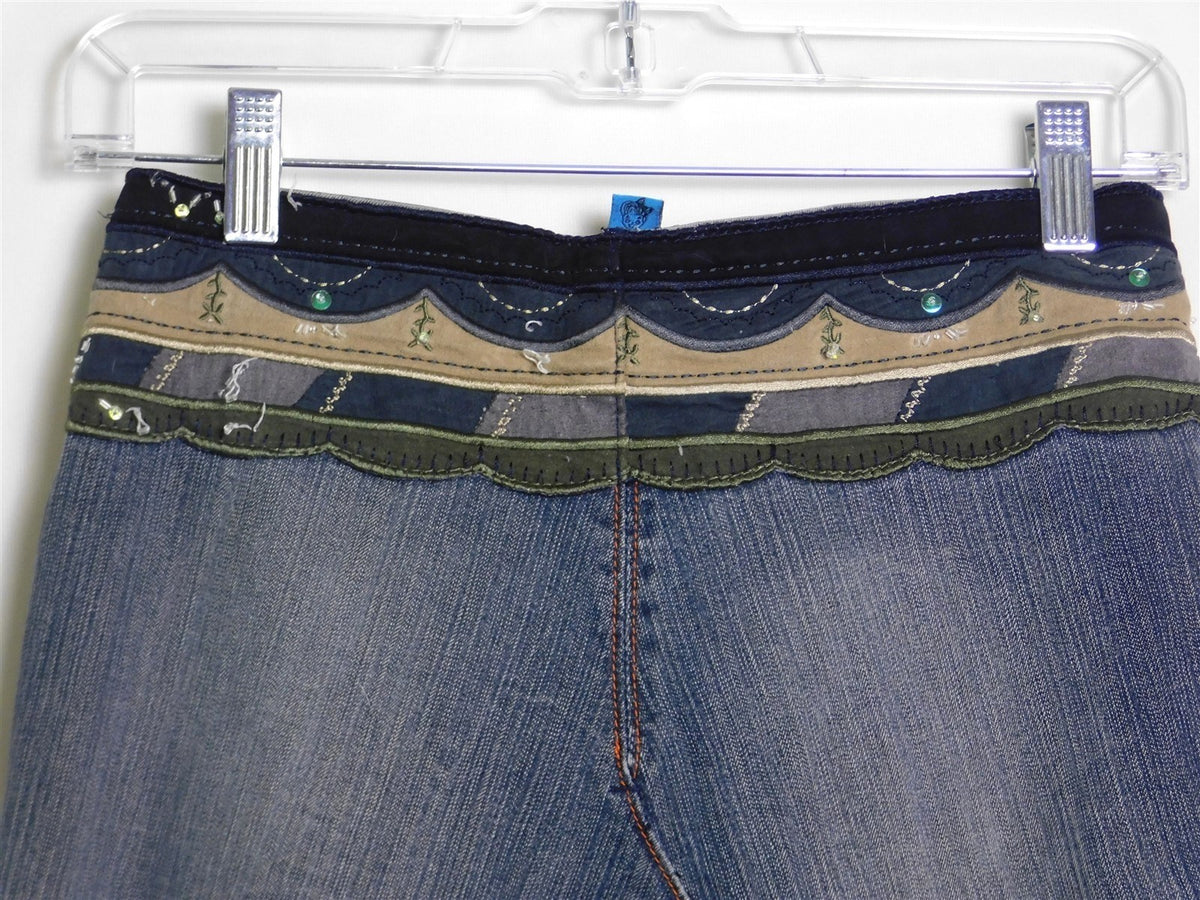 Dollhouse Patchwork Beaded Jeans Maxi Skirt Size 1/2