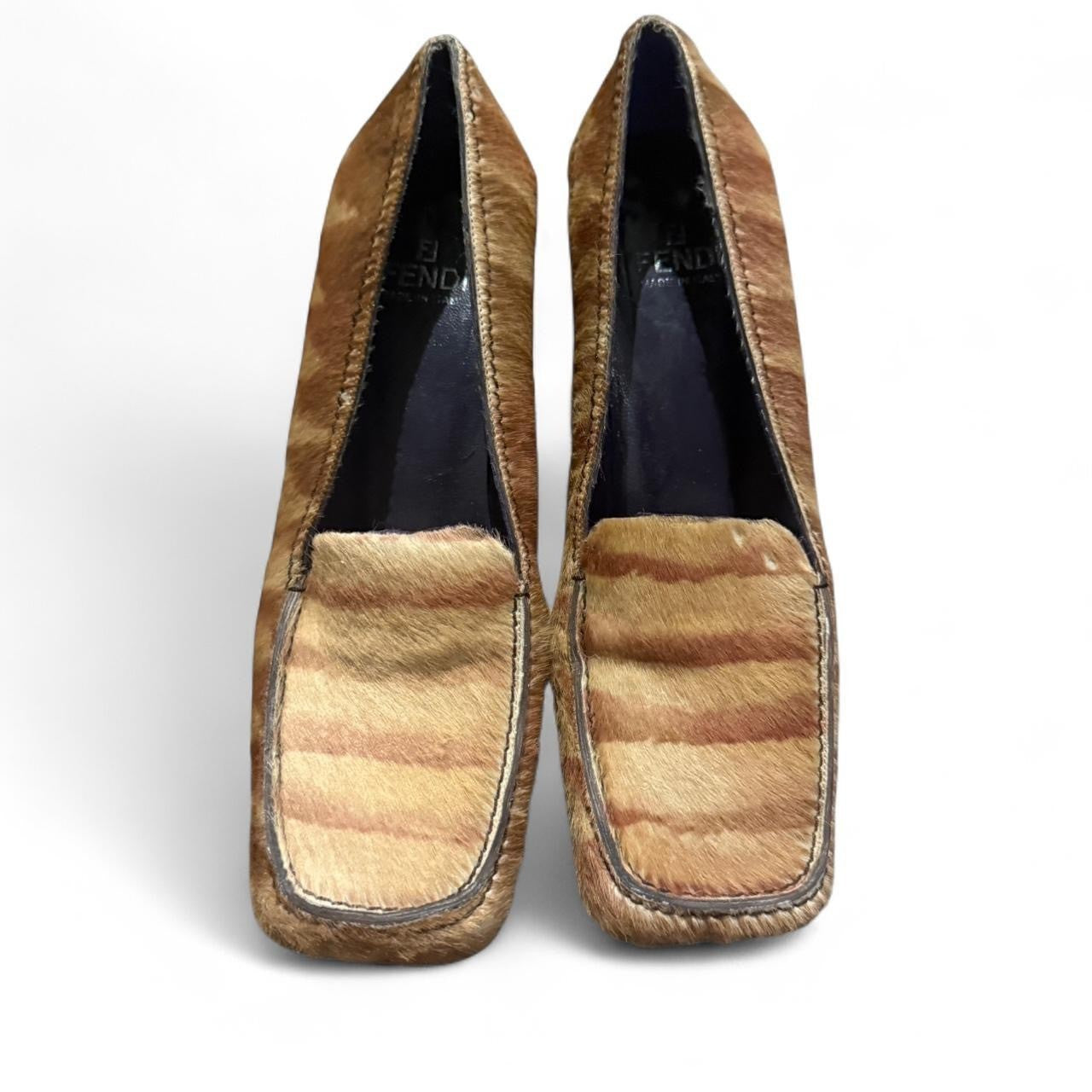 Vintage Fendi Ponyhair Square Toe Block Heels in good condition