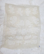 Antique Chiffon Silk Scarf Head & Neck Scarf Delicate Floral White Lace 1900's