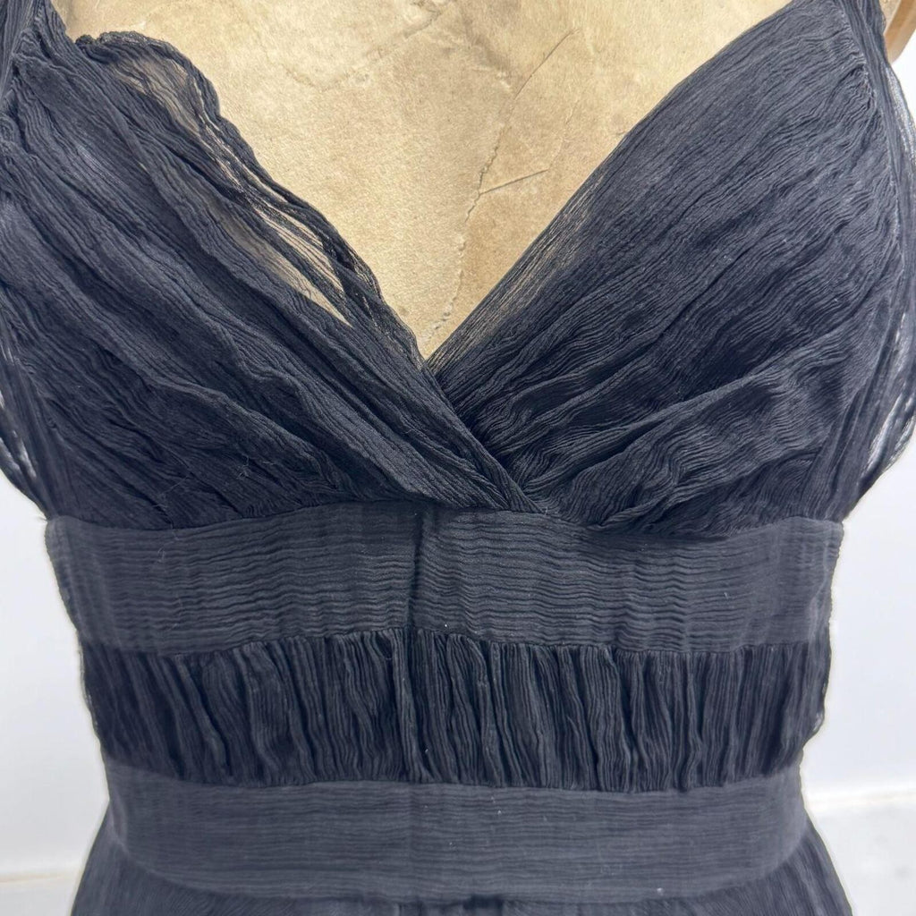 Vintage Y2K Black 100% Silk Chiffon Paneled Cocktail Dress