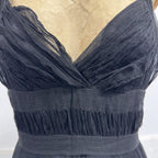 Vintage Y2K Black 100% Silk Chiffon Paneled Cocktail Dress