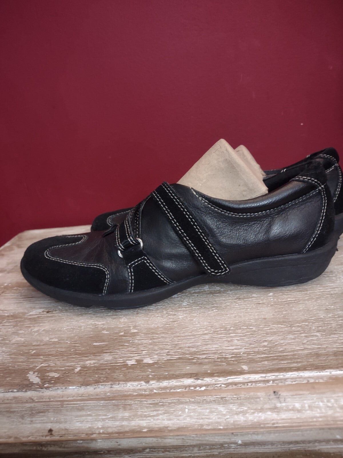 Liz Claiborne Black Leather Mary Jane Loafers Size 10