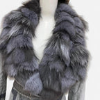 Vero Moda Fitted Pigskin Leather and Rabbit Fur Jacket