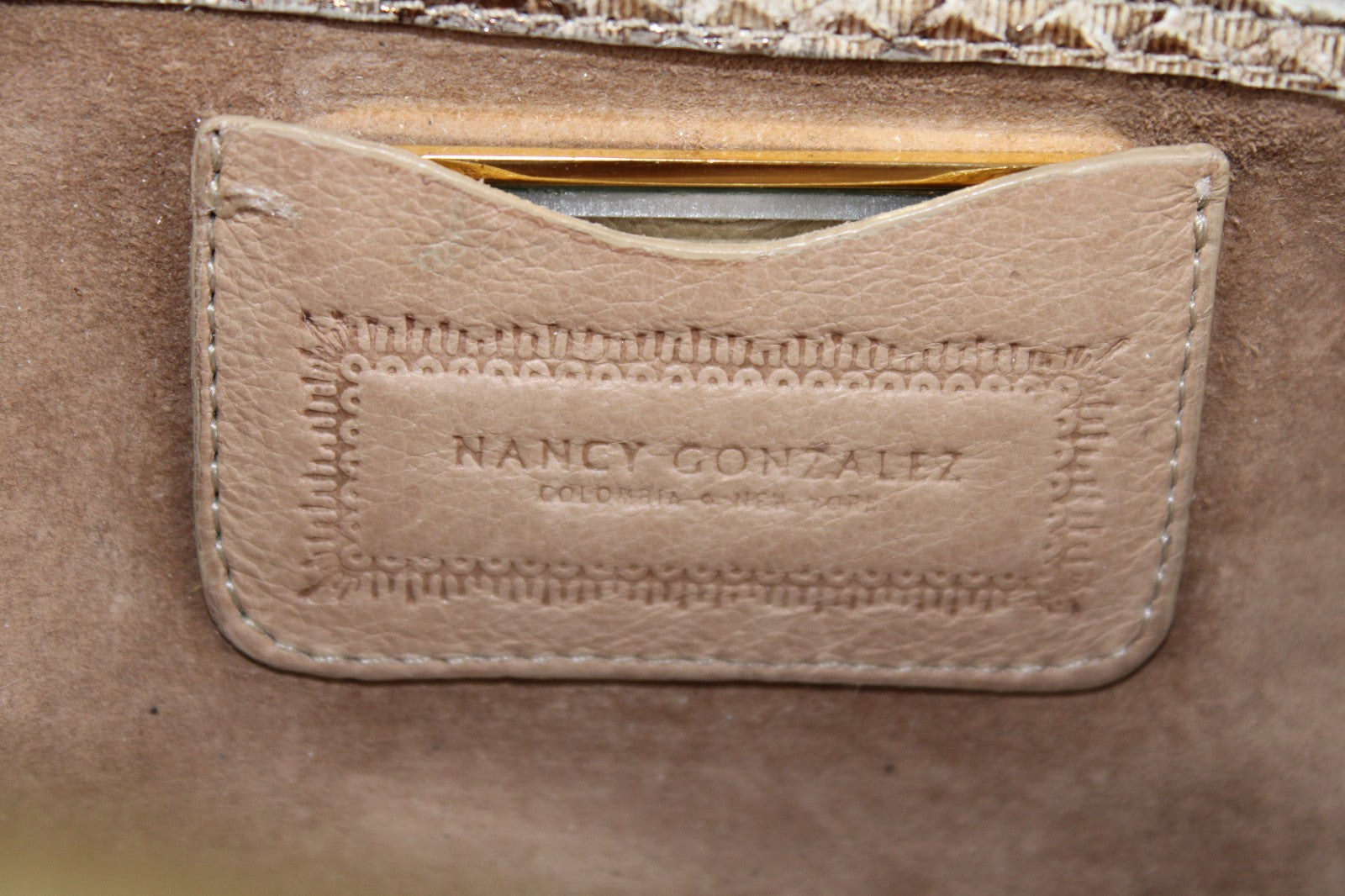 NANCY GONZALEZ Metallic Silver & Gold Python Skin Long Clutch Bag