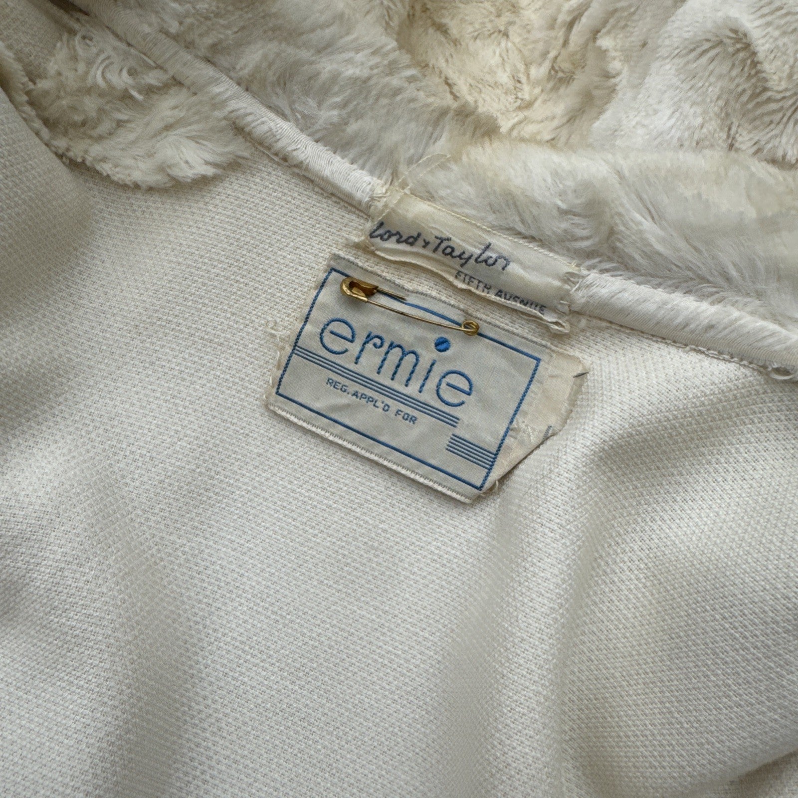 Vintage 1930s White Plush Teddy Bear Dressing Gown Ermie Art Deco Dress Coat