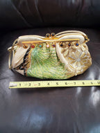 Judith Leiber Gold Floral Embroidered Crystal Beaded Clutch w/ Dust Bag & Comb