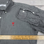 AMI Alexandre Mattiussi Striped Cotton Button Shirt Mens Sz XL Slim Fit Black