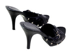 Dior Quilted Patent Leather High Heel Sandal Mules Black Size 36.5