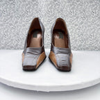 Luca Ferri Leather Pumps Brown Colorblock Square Toe Size 5.5