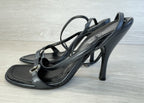 Vintage Casadei Black Leather Strappy Rhinestone Heel - Women's Size 6.5