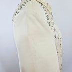 Double D Ranch Studded Ivory Leather Biker Jacket Medium