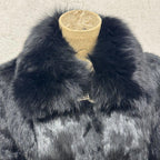 Vintage Y2K Jet Black Rabbit and Fox Fur Jacket Small