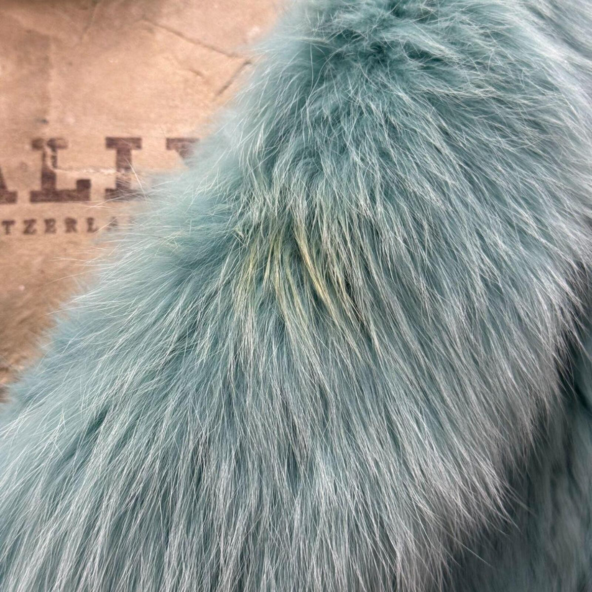Y2K Turquoise Rabbit and Fox Fur Pom Pom Jacket