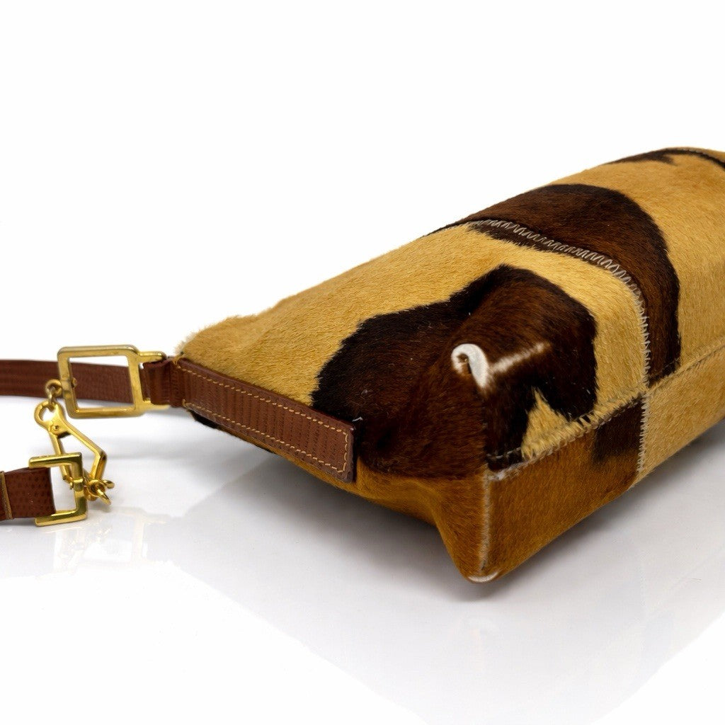 FRANCESCO BIASIA Vintage Animal Print Patchwork  Shoulder Bag