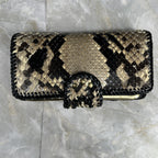 Vintage Handmade Python Skin Clutch Check Wallet With Pen Holder