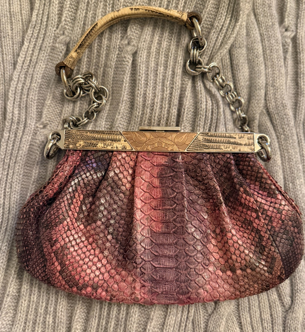 Vintage Prada Python with Lizard Handle and accents handbag