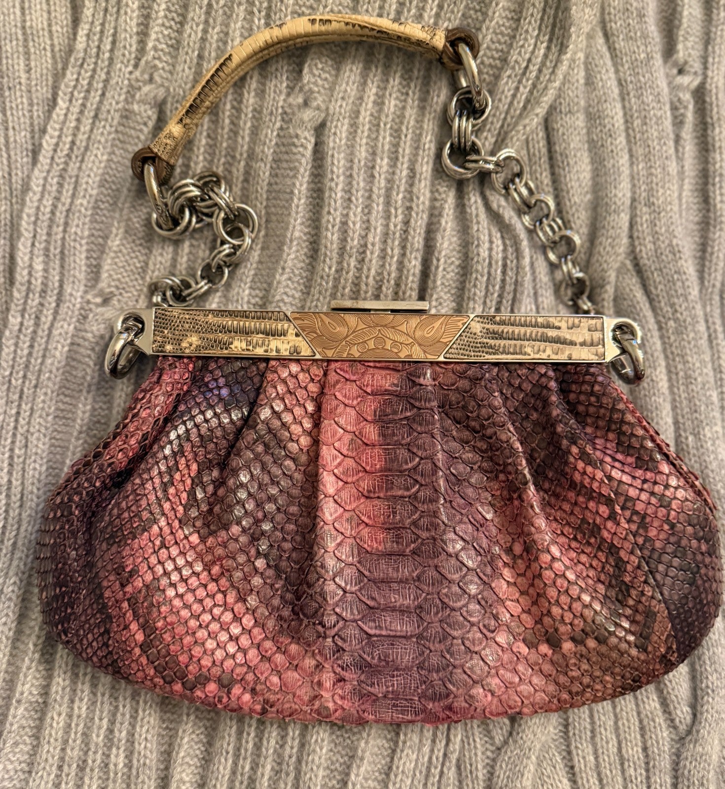 Vintage Prada Python with Lizard Handle and accents handbag