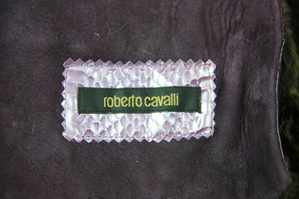 Leather Purple Shearling Jacket Size 42