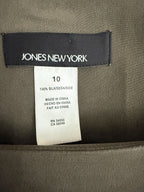 Jones New York Olive Green Beaded Silk Top and Skirt Set Size 6