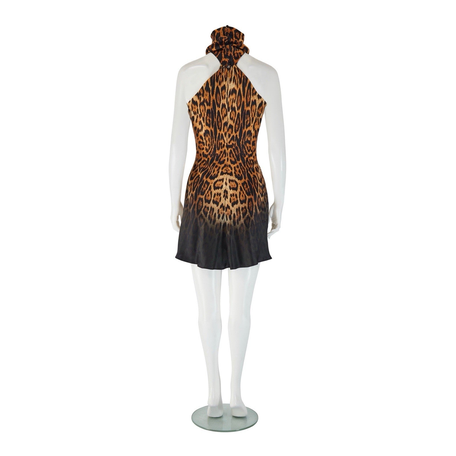 RARE! Roberto Cavalli S/S 2002 Silk Leopard Print Halter-neck Dress