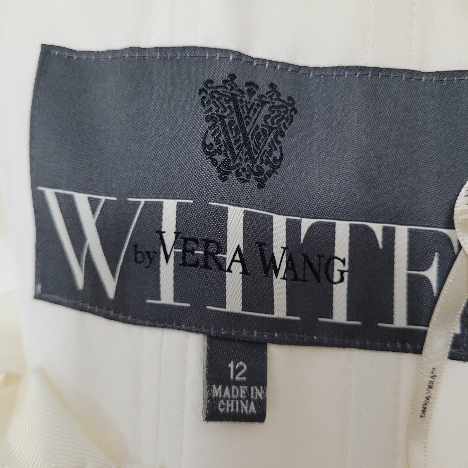 White By Vera Wang Ivory Tiered Strapless Bridal Wedding Gown Dress 12 VW351020